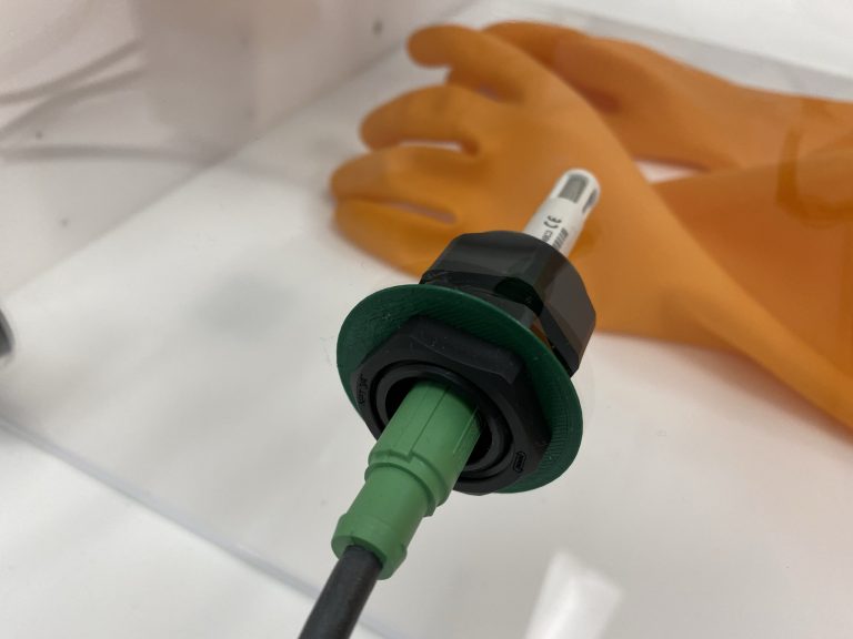 M 5504 Series Glovebox - Temperature and Humidity Sensor installed in Color Coded Fittingty Sensor (with Color Coded Connection)
